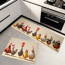 1 件装鸡印花浴室垫 - 超柔软超细纤维，防滑快干，适用于厨房和浴室 - 彩色 - 查看 3