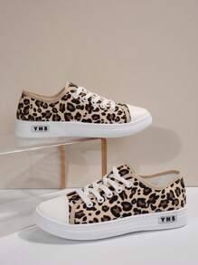 Nuevos zapatos de lona con estampado de leopardo casual, cómodos, transpirables, antideslizantes y versátiles para deportes al aire libre y uso diario, para primavera/otoño - estampado de leopardo marrón - Ver 6