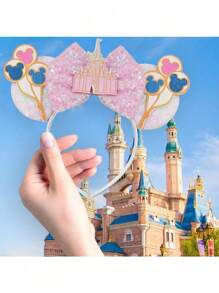1Pc Cute Cartoon Mouse Ears, Sequin Mouse Ears Bow Headband For Women Men Princess Party&Trip Cosplay Costume Decorations Accessory - Multicolor - View 3