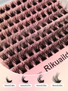 Rikuaild 蓬松假睫毛簇，96根单根假睫毛，浓密簇状假睫毛，D型卷翘睫毛簇，自然妆效，单根假睫毛长度10-16mm，浓密簇状假睫毛，睫毛簇，睫毛簇，单根假睫毛，假睫毛