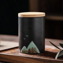 وعاء خزفي محمول صغير السعة لتخزين أوراق الشاي 160مل، وعاء تخزين أوراق الشاي، حاوية محكمة الإغلاق للفول القهوة