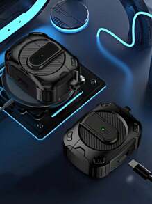 行业防摔哑光黑色防摔 AirPods Pro 保护壳，保护套兼容 Apple AirPods 2/3 - 黑色機甲 - 查看 3