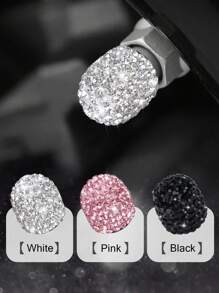 4pcs/Set Fashionable Car & Motorcycle Tire Valve Stem Caps, Rhinestone Shiny Wheel Hub Decorations, Car Tire Valve Caps, Motorcycle Tire Caps - one-size - View 2