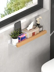 黑色/白色壁挂式卫生间收纳架，多功能收纳架，可容纳卫生纸卷、面巾纸、手机等卫生间用品，无需钻孔，浴室配件，房间装饰