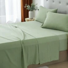 3/4 Piece Home Bed Sheet Set, Soft, Comfortable And Breathable Bedding Set, Hotel Luxury Home Summer Bedding Sheets Twin, 1 Or 2 Pillowcases, 1 Flat Sheet And 1 Fitted Sheet,Room Decor, Ideal Gift. - Green - View 7