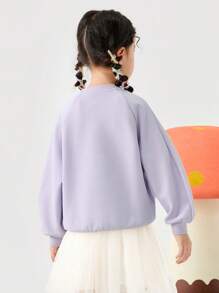 mini bala Girls' Long-Sleeve Sweatshirt, Cute And Soft Spring Top - Pink Purple - View 3