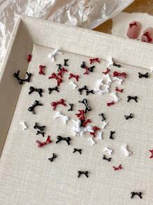 50 件迷你树脂蝴蝶结美甲饰品，黑白相间，轻巧，适合美甲沙龙和个人使用美甲用品指甲美甲饰品美甲宝石