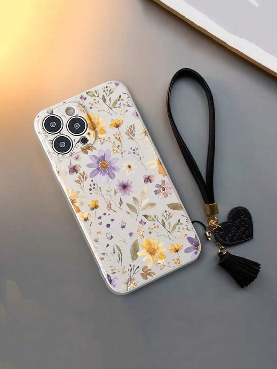 1个带镂空边缘的彩绘加厚防摔手机壳，配新款皮革心形腕带，可DIY手机壳挂饰流苏腕带，兼容 16/16Pro/16 Plus/16 Pro Max、 15 Pro Max、 P13、P14、P11、P12软壳、P13/P14、A50、A12、A32、A52、A72、Redmi 11、12 Pro、12、12X、Note 11、9A、9C、Poco X3 NFC、Redmi 10、9、Note 9、12C、Note 11 Pro、Redmi 10C、Note 8 Pro，国际版，非国内版。