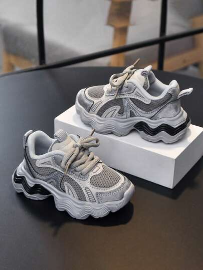 1 双儿童网眼网球鞋，透气跑步运动鞋，步行鞋，适合男孩和女孩的时尚运动鞋