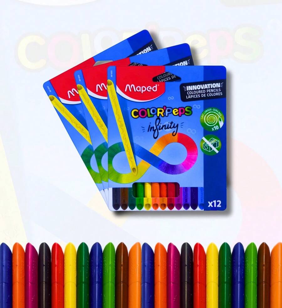 10 Boxes Of Infinite Colored Pencils For Children, Non-Sharpened, 12 Colors, Souvenir, Educational Material, Gift - 彩色 - 查看 1