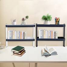 Schreibtischregal mit Klemmvorrichtung, Schreibtischregal mit Klemmvorrichtung, 2-stufiges Regal mit verstellbarem Ablagefach