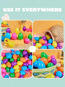 20-200pcs Fillable Plastic Easter Eggs With Hinges, Vibrant Colors, Bulk, Ideal For Easter Egg Hunts, Surprise Eggs, Easter Party Decorations, 2.36 Inches, Random Colors