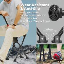 1 Piece Of 2-In-1 Multifunctional Folding Cane Chair, Cane Chair With Seat Aluminum Alloy Support Rod, PVC Soft Seat, Anti Slip, Ultra Light, Portable Travel Booster Folding Cane, Suitable For The Elderly, Universal For Young People, Outdoor Hiking, Adjustable Overload, Halloween, Thanksgiving, Christmas And Grandparents' Day Gifts