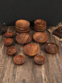 1 pieza Plato decorativo de madera de sándalo tallada para especias/condimentos, plato pequeño decorativo para la mesa, útiles escolares - Marrón - Ver 5
