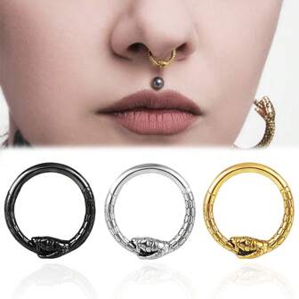1pc 316 Surgical Stainless Steel Round Snake Nose Rings Cartilage Hoop Segment Septum Clickers Piercing Body Jewelry