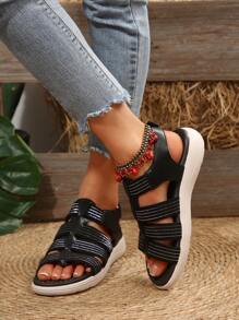 Sandalias con suela gruesa para mujer, zapatos ligeros para playa, sandalias romanas versátiles, tallas grandes, sandalias deportivas de moda con suela blanda