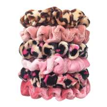 6条女士豹纹发圈,柔软丝绒纯色发绳,可爱舒适的弹性发饰,小号,宽1.5厘米,直径7厘米,适合扎马尾辫。 - 彩色 - 查看 13
