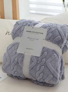 1條素色毛毯，極簡平紋織物多尺寸家用保暖毛毯，四季皆宜 - 藍色 - 查看 14