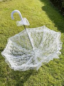 1 件装白色蕾丝阳伞茶会装饰生日派对用品复古婚礼配件伴娘礼物拍照道具 - 彩色 - 查看 7