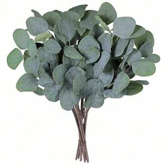 10pcs Fake Eucalyptus Leaves Stems Bulk Artificial Silver Dollar Eucalyptus Leaves Plant In Grey Green Wedding Greenery Artificial Greenery Holiday Greens Floral Arrangement