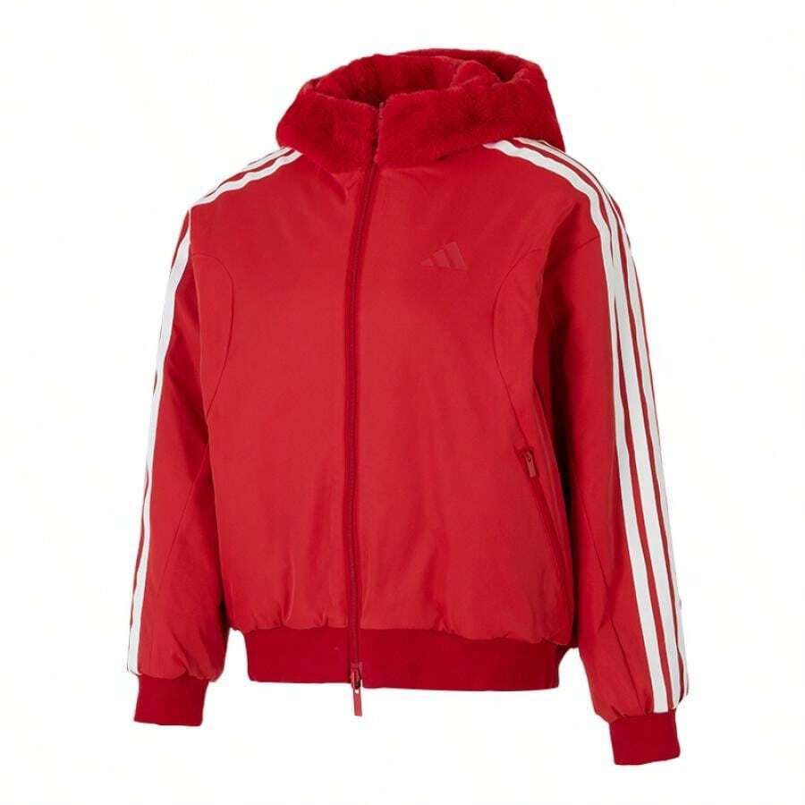 Adidas 女款多功能休閒夾克 CW REV JKT 紅色保暖內裡可正反穿運動上衣 JM8833 - 能量紅 - 查看 1