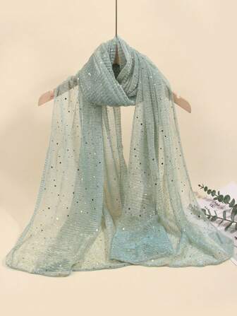 1pc Women Bandana Lightweight Plain Sparkly Scarf Head Wrap Turban Head Cover Sun Protection Shawl Suitable For Daily Wear Bandana,Hair Band,Head Band Ideal For Dressing Up Your Look Winter Fall Valentine's Day