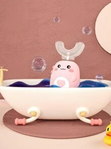 U型电动牙刷，3种模式，卡通恐龙设计，360°清洁，IPX7级防水 - 粉色 - 查看 8