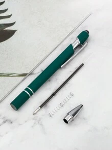 2pcs Metal Aluminum Barrel Premium Stylus Ball Point Pen With Touchscreen Rubber Tip