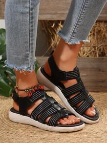 Sandalias con suela gruesa para mujer, zapatos ligeros para playa, sandalias romanas versátiles, tallas grandes, sandalias deportivas de moda con suela blanda