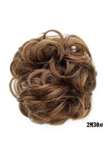 合成耐热编织发髻，带蓬松自然发夹，多种颜色，棕黑色自然接发，女士时尚卷发水波接发，适合日常节日角色扮演派对，圣诞礼物，二手初学者友好礼物 - 亞麻棕 - 查看 15