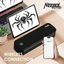 Neebol Cordless Tattoo Transfer Stencil Printer, Upgraded Wireless Tattoo Printer Machine Kit With 5Pcs Transfer Paper, Compatible With Phone & PC, Portable Thermal Printer, Tattoo Kit Tattoo Gun Supplies Equipment Gifts For Tattoo Artists & Beginners - 黑色 - 查看 1