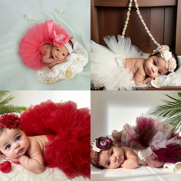 Spódniczka tutu dla noworodka, kokarda, nakrycie głowy dla małego dziecka, kwiaty dla dziewczynek, rekwizyty fotograficzne, kostiumy na baby shower, prezenty wielkanocne, rzeczy dla dziewczynek/chłopców