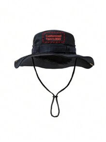 1 件定制文字/徽标带渔夫帽/速干折叠徒步渔夫帽/定制渔夫帽/个性化帽子/定制眼拉绳可调节帽子，适合日常户外穿着，徒步旅行，钓鱼，攀岩，徒步旅行 - 圖案訂製款 - 查看 13