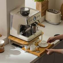 Bamboo Coffee Tea Pod Holder Machine Stand With Hollow Out Drawer Organizer Storage Office - Multicolor - View 7