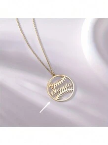 1 pièce Collier pendentif avec nom de baseball en acier inoxydable, thème minimaliste et élégant. Bijou de sport personnalisé, convient pour le port quotidien des femmes. Accessoire sans pierre précieuse.
