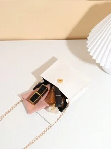 Mirror Patent Leather Chain Handle Handbag - White - View 7