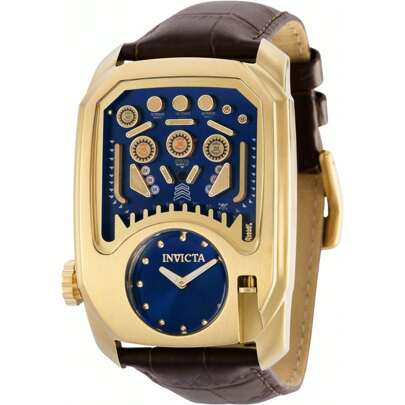 Invicta 35451 Men's Cuadro Quartz Blue Dial Brown Strap Watch