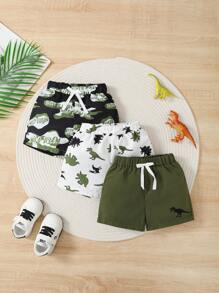 3pcs/Set Baby Boy Casual Cute Dinosaur Print Shorts