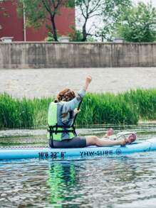 YHW-SURF 1 Set Blue Inflatable Stand Up Paddle Board, Includes Full Accessories: Hand Pump, Detachable Paddle, Leash, Backpack, Removable Fin And Repair Kit