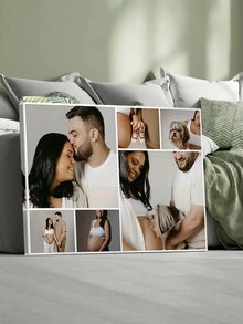 1 Tranh ghép ảnh trên vải canvas theo yêu cầu, có khung, ảnh của bạn được in trên vải canvas, tranh nghệ thuật treo tường cá nhân hóa, tranh trang trí, thích hợp cho Ngày Valentine, họp mặt gia đình, đám cưới, trang trí nhà cửa - 6 ảnh, có khung - Nhiều màu - Xem 3