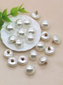 20pcs/set Faux Pearl Decor Button, Simple ABS Geometric Shaped Sewing Button For DIY - White - View 8