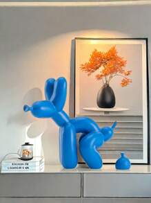 1pc Handmade Resin Balloon Dog Statue Ornament - Cute White Animal Sculptures For Home Decoration And Valentine's Day Gifts, Birthday Gifts Graduation