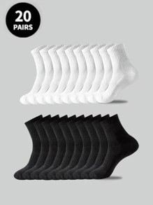 5 Paar/10 Paar/20 Paar Herren Freizeitsocken, Halblangschaftsocken, weiße Socken, Wintersocken, schwarze Socken, geruchshemmend, Sport, atmungsaktiv, schweißabsorbierend