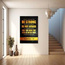 Bible Verse From Joshua 1:9 On Dark Background Large Wooden Framed Wall Art Home Decor Canvas Painting- For Bedroom, Bathroom, Living Room, Office, Kitchen, Holiday Gift- 1pc