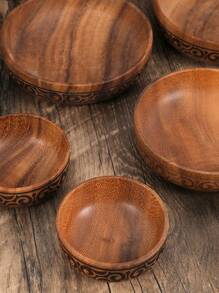1 pieza Plato decorativo de madera de sándalo tallada para especias/condimentos, plato pequeño decorativo para la mesa, útiles escolares - Marrón - Ver 6