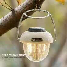 1 pièce Lampe de camping rétro Éclairage Lampe de tente portable Rechargeable Étanche Durée de vie extra longue Convient pour le camping en plein air Éclairage d'urgence à la maison Lumière d'ambiance de camping - Kaki - Voir 8