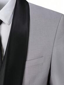Furuyal Men's Suits Gentleman Solid Slim Fit Business 3 PiecesSuit For Men Blazer Double Breasted Vest Pants Set Party Wedding Prom Light Gray Size XS-3XL