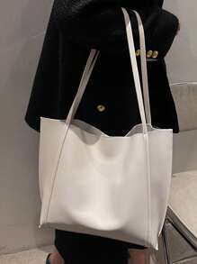 Fashionable Large Capacity Tote Bag, Casual Personalized Tote Bag, Versatile Stylish Handbag For Women - Beige - View 6