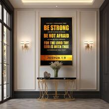 Bible Verse From Joshua 1:9 On Dark Background Large Wooden Framed Wall Art Home Decor Canvas Painting- For Bedroom, Bathroom, Living Room, Office, Kitchen, Holiday Gift- 1pc