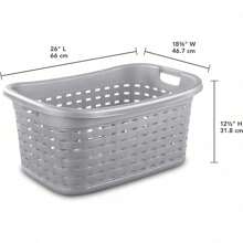 Weave Laundry Basket, Freestanding Plastic Clothes Hamper With Handles, 6 Pack, Cement